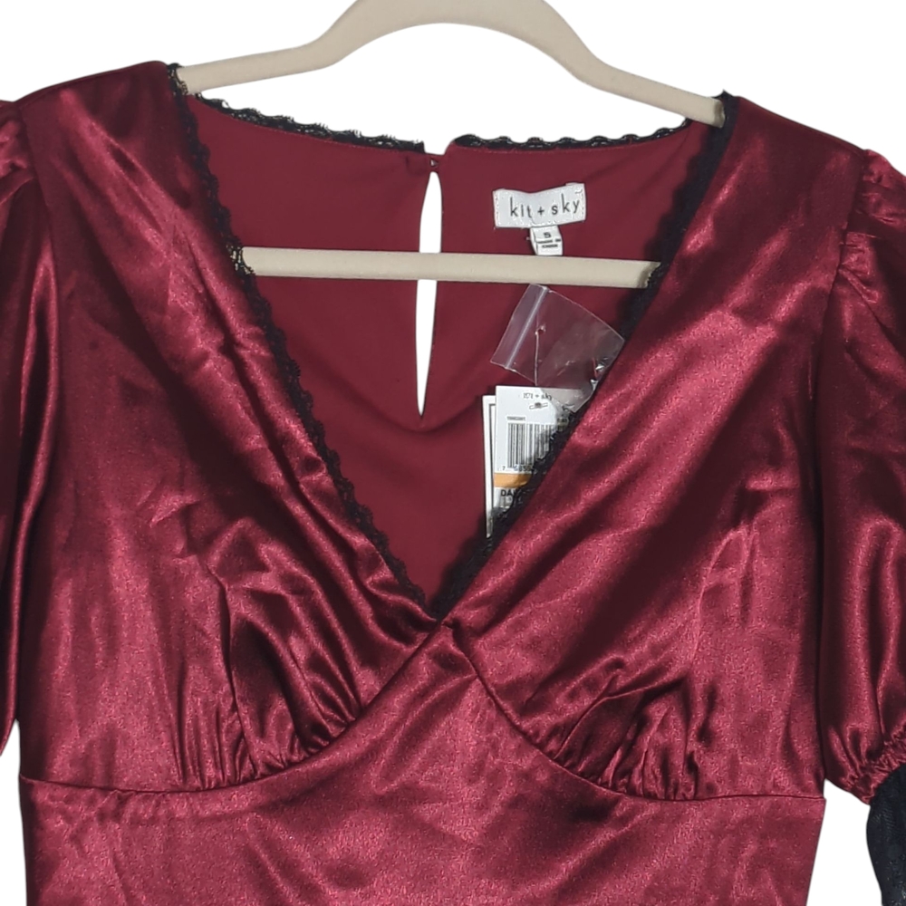 Women's Burgundy Midi Dress